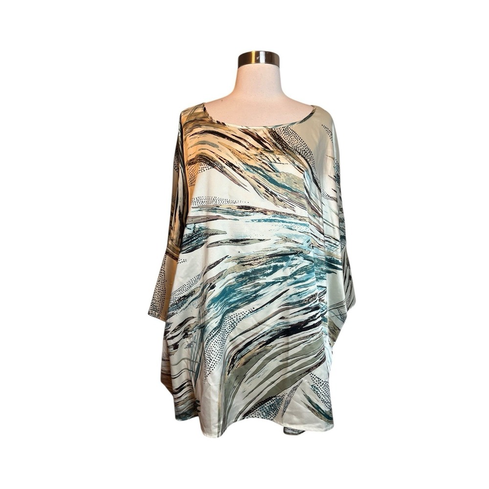 Marla Wynne Tunic Top Size XL Abstract Print Artsy Satin